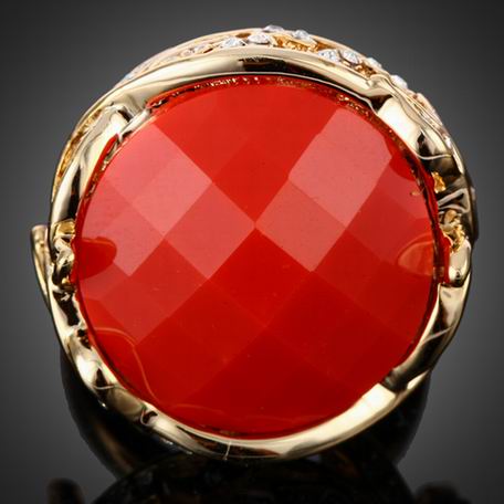 24mm CREATED CARNELIAN COCKTAIL RING-sz 7.5